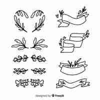 Free vector hand drawn wedding ornament collection