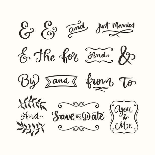 Free vector hand drawn wedding ornament collection