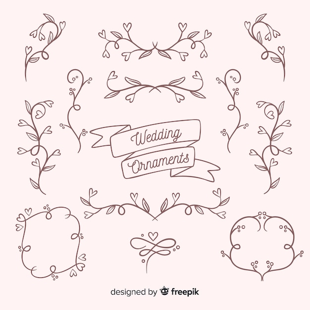 Hand drawn wedding ornament collection