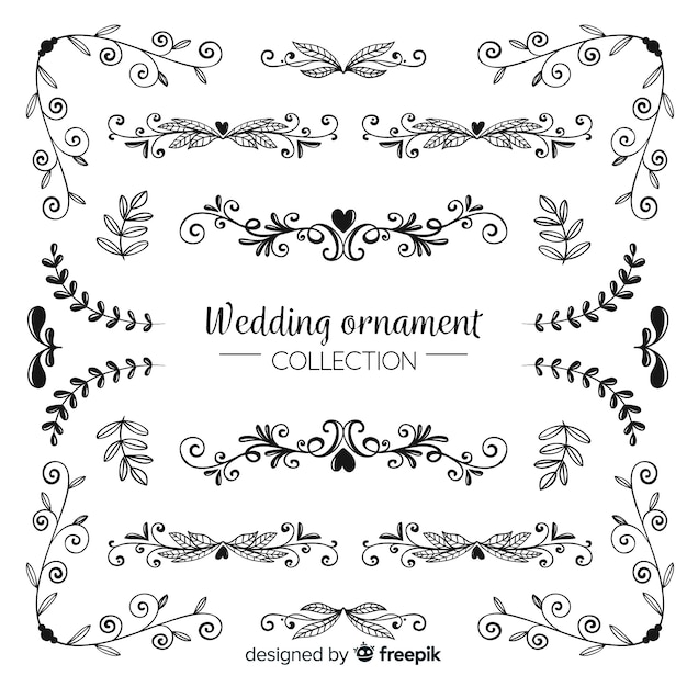 Hand drawn wedding ornament collection