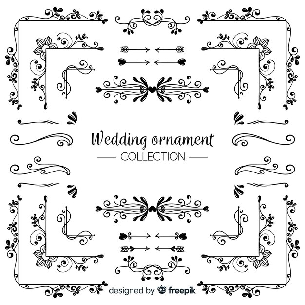 Hand drawn wedding ornament collection