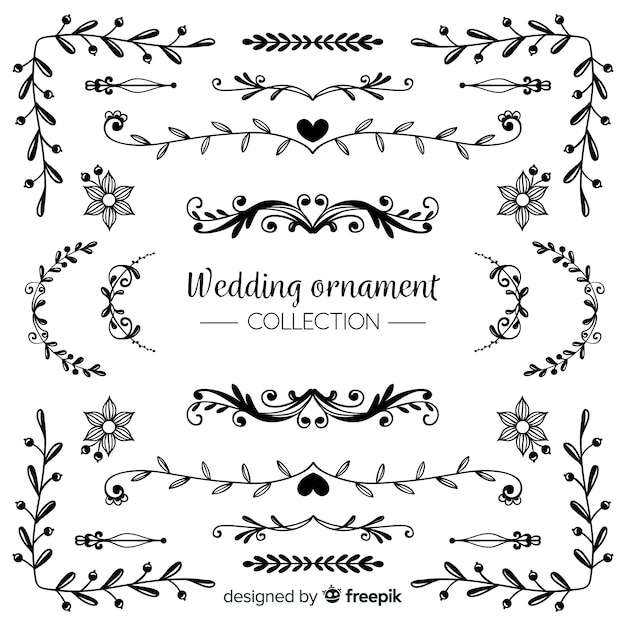 Hand drawn wedding ornament collection