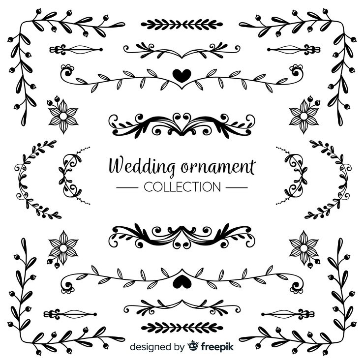 無料Vector 手描きの結婚式の飾りコレクション