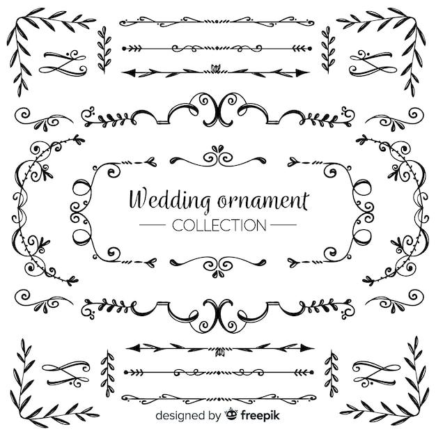 Hand drawn wedding ornament collection