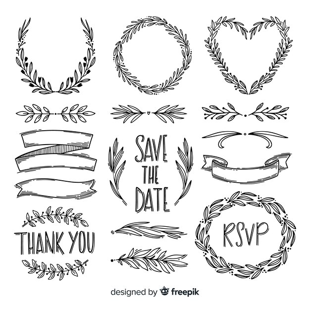 Download Free Vector Floral Isolated Wreaths And Heart Frames With Ribbons