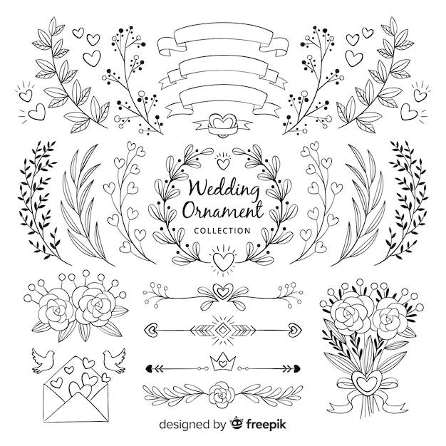 Hand drawn wedding ornament collection