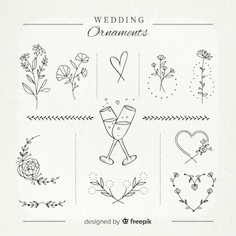 Hand drawn wedding ornament collection