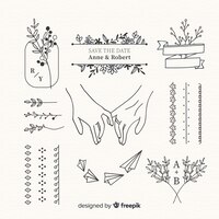 hand drawn wedding ornament collection