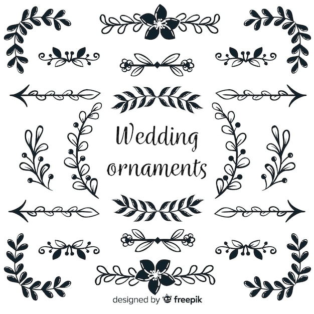 Free vector hand drawn wedding ornament collection