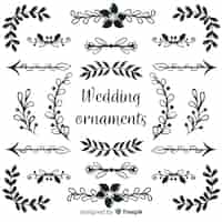 Free vector hand drawn wedding ornament collection