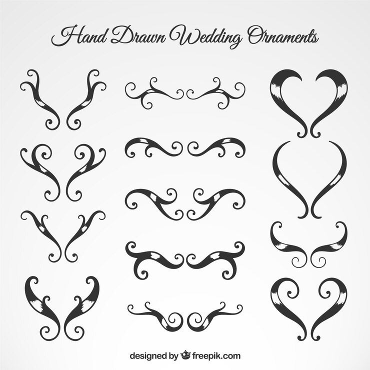 Free Vector hand drawn wedding ornaments collection