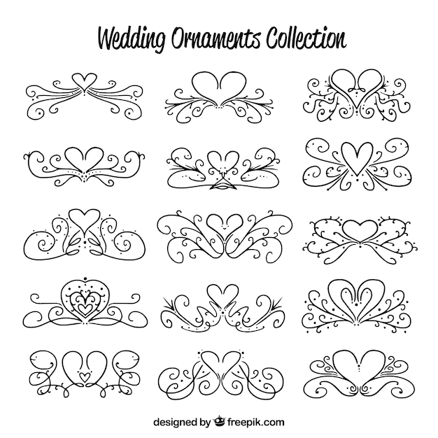 Hand drawn wedding ornaments collection