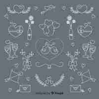 Free vector hand drawn wedding ornaments collection