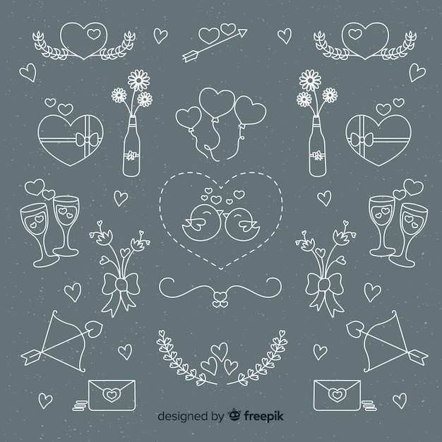 Hand drawn wedding ornaments collection