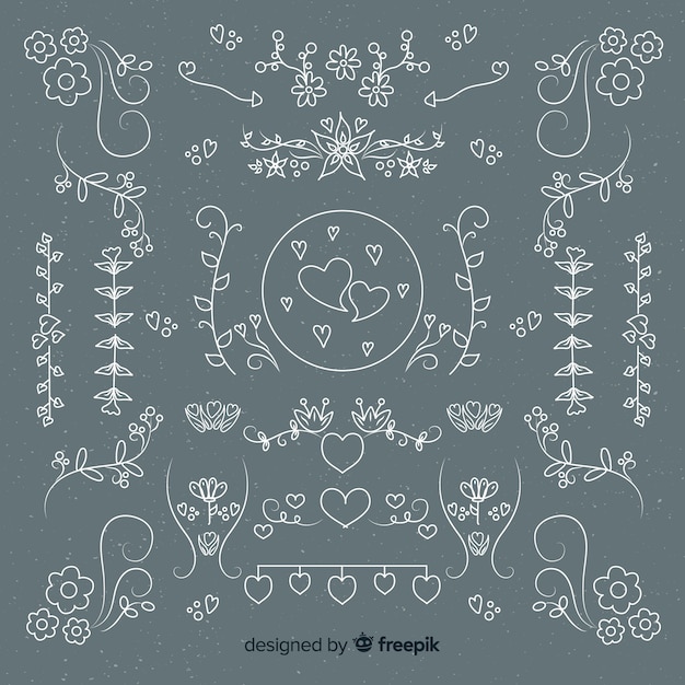 Free vector hand drawn wedding ornaments collection