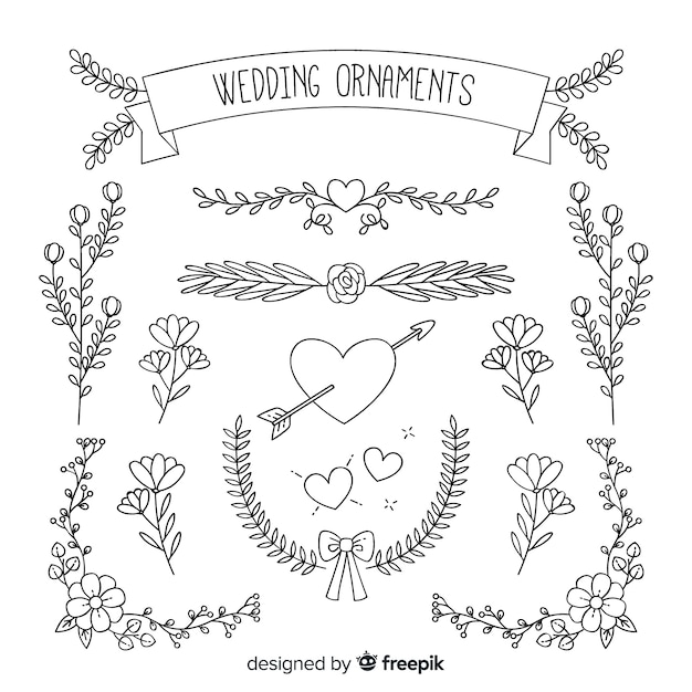 Hand drawn wedding ornaments collection