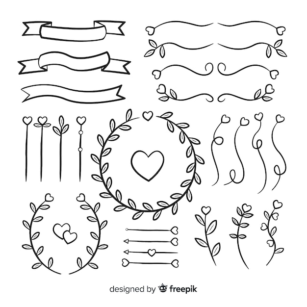 Hand drawn wedding ornaments collection