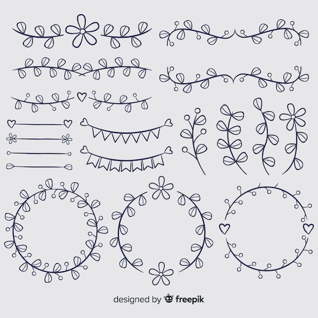 Free vector hand drawn wedding ornaments collection