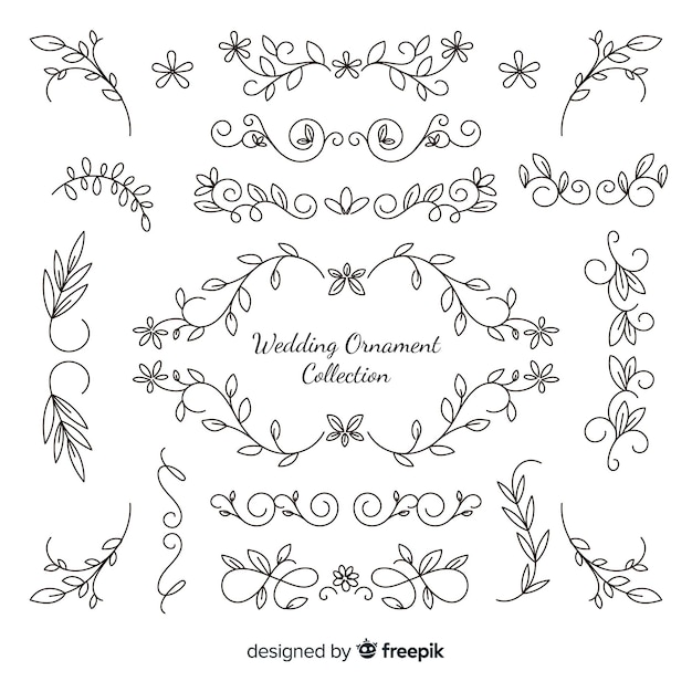 Free vector hand drawn wedding ornaments collection