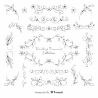 Free vector hand drawn wedding ornaments collection