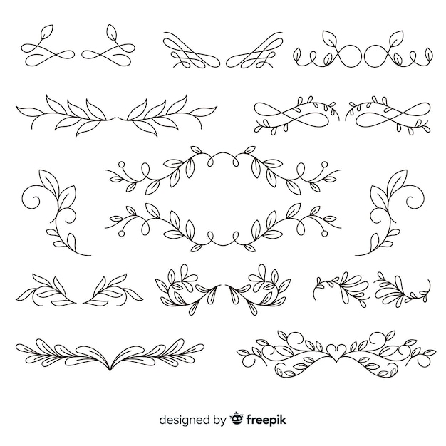 Hand drawn wedding ornaments collection