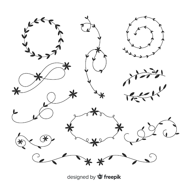 Hand drawn wedding ornaments collection