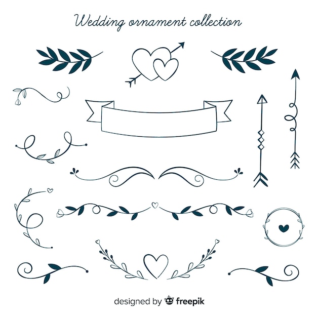 Free vector hand drawn wedding ornaments collection