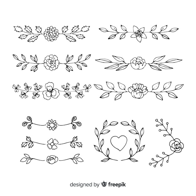 Free vector hand drawn wedding ornaments collection