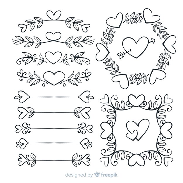Hand drawn wedding ornaments collection
