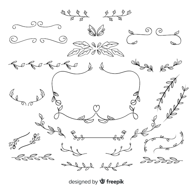 Free vector hand drawn wedding ornaments collection