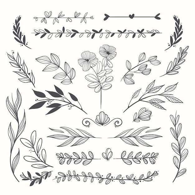 Free vector hand drawn wedding ornaments collection