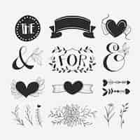 Free vector hand drawn wedding ornaments collection