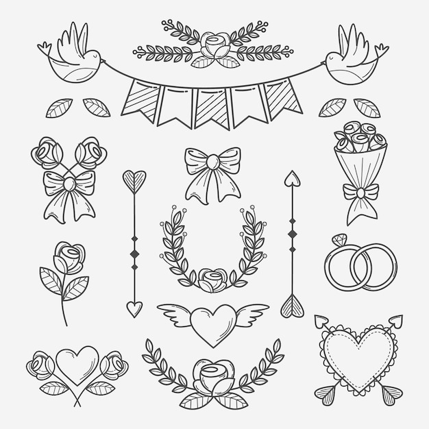 Hand drawn wedding ornaments collection