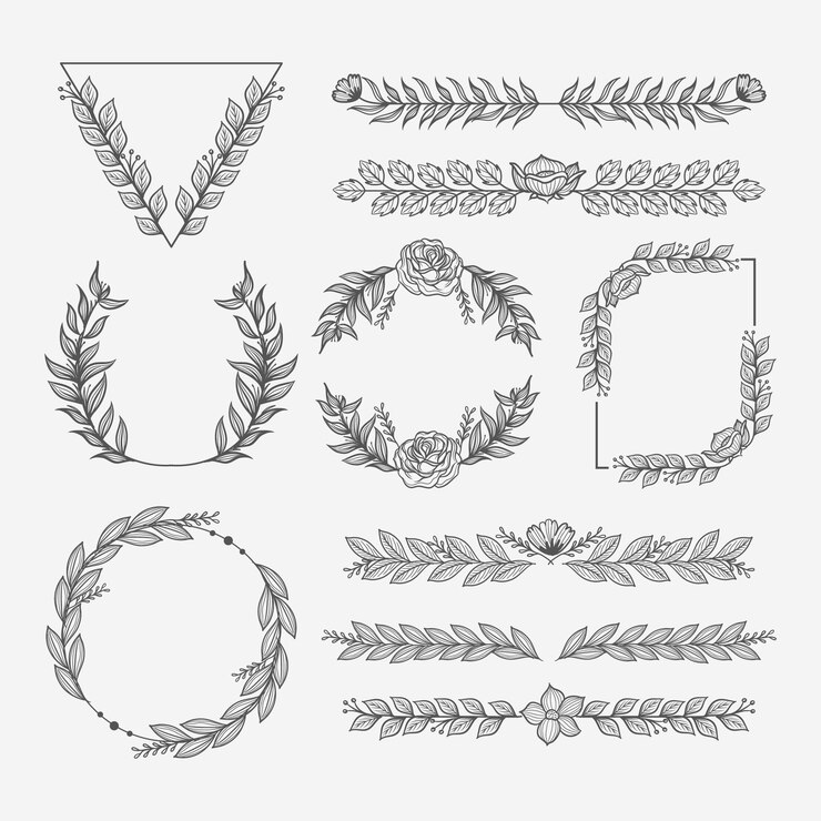 無料Vector 手描きの結婚式の装飾品コレクション