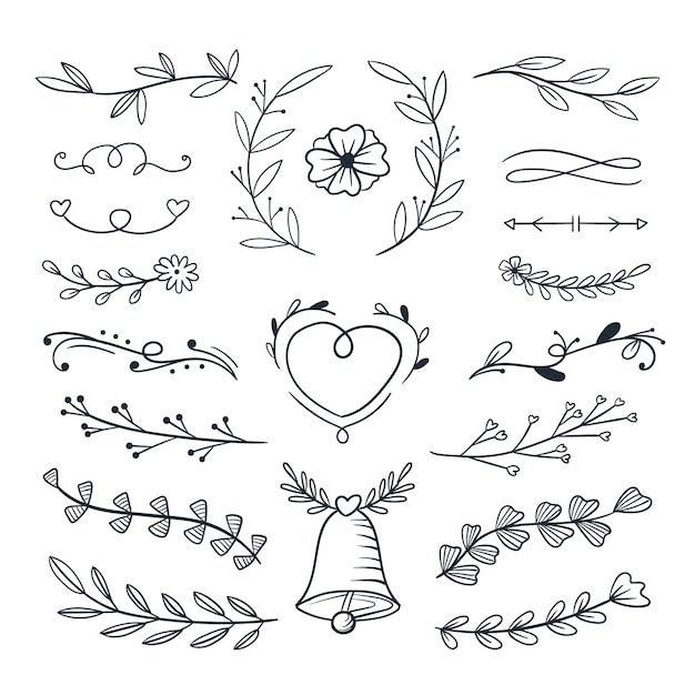 Free vector hand drawn wedding ornaments collection