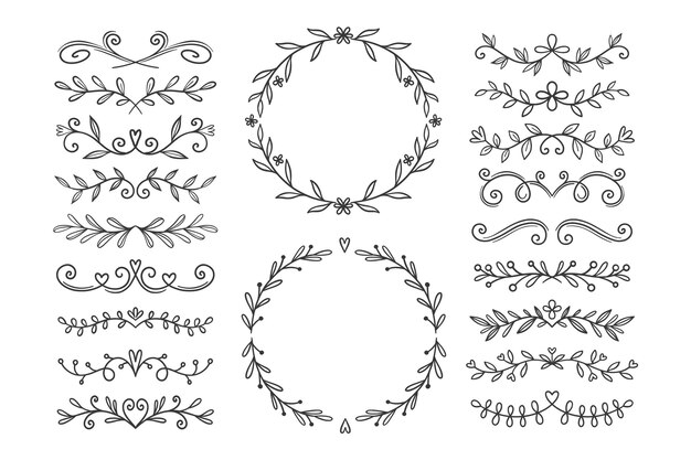 Hand drawn wedding ornaments collection