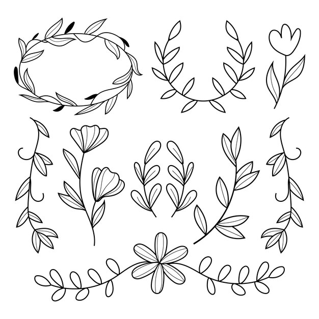 Hand drawn wedding ornaments collection