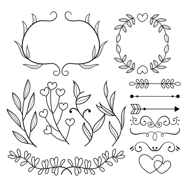 Hand drawn wedding ornaments collection