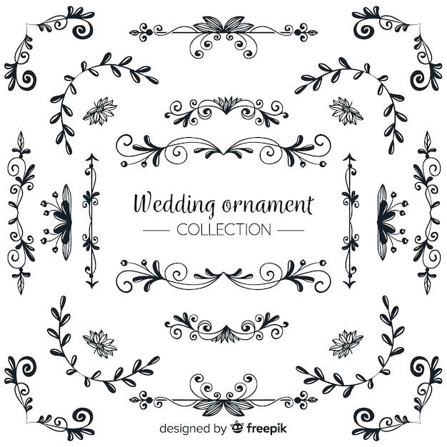 Hand drawn wedding ornaments collection – Free Vector Template