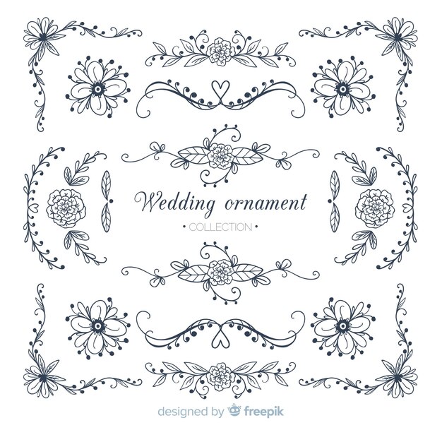 Hand drawn wedding ornaments collection