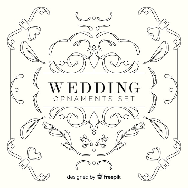 Free vector hand drawn wedding ornaments collection