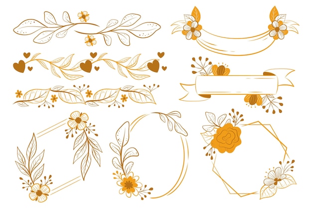 Hand drawn wedding ornaments collection â Free Vector Download