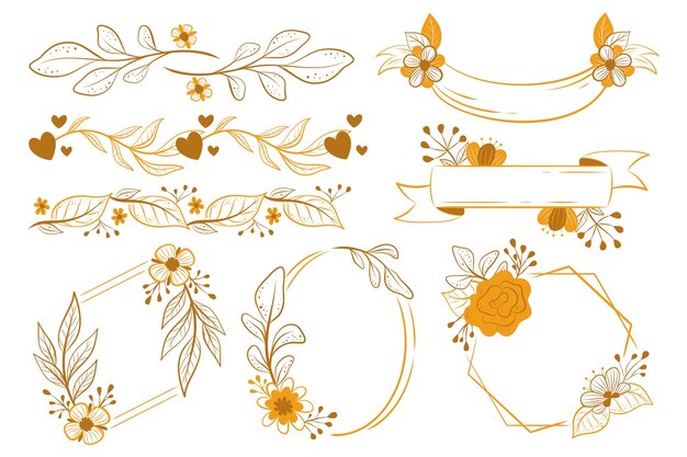 Hand drawn wedding ornaments collection