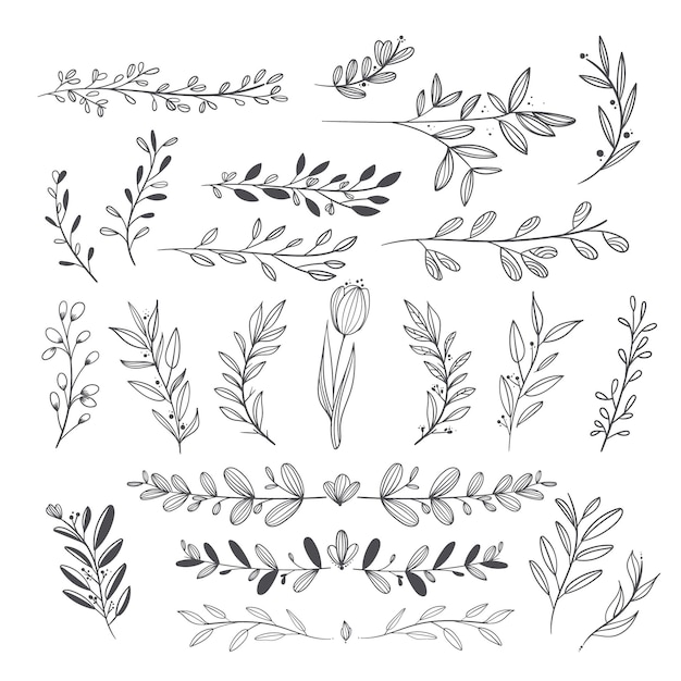 Free vector hand drawn wedding ornaments collection