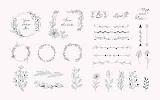 Free vector hand drawn wedding ornaments collection