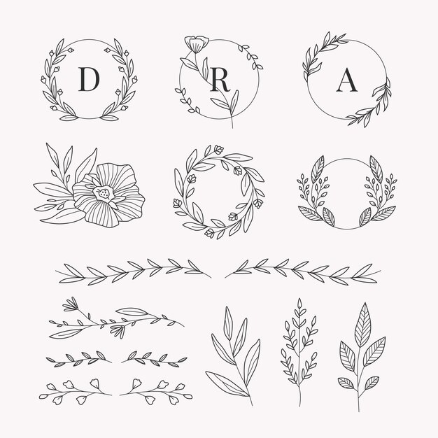 Hand drawn wedding ornaments collection