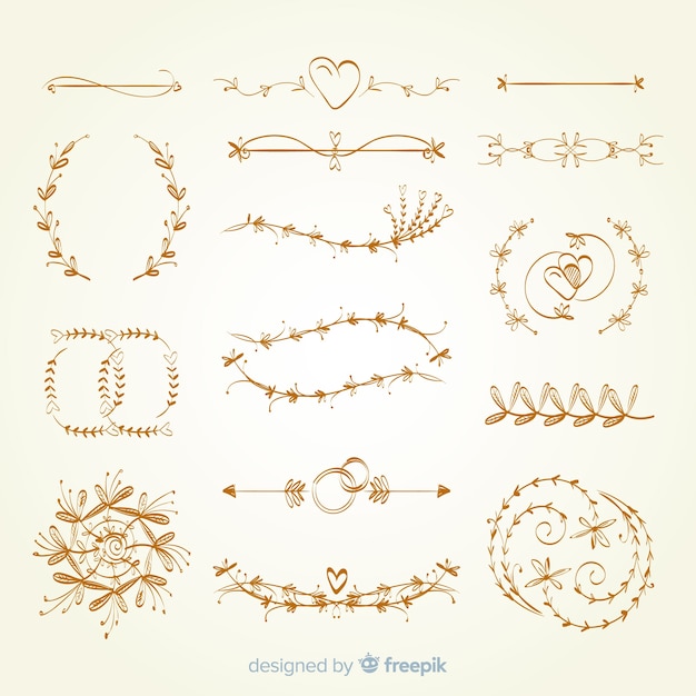 Free vector hand drawn wedding ornaments set