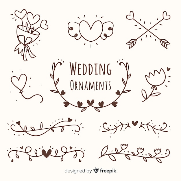 Free vector hand drawn wedding ornaments set