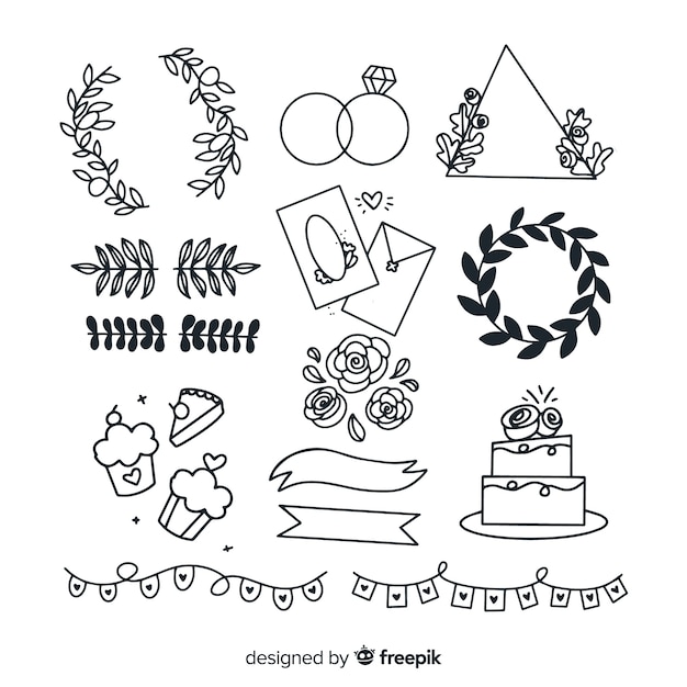 Free vector hand drawn wedding ornaments set