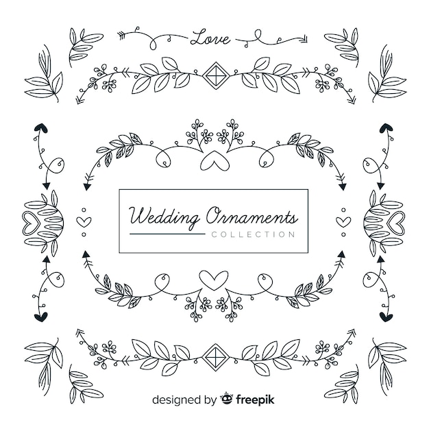 Free vector hand drawn wedding ornaments set